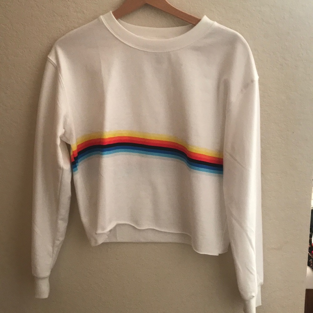cute crew neck with rainbow stripes